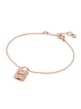 Michael Kors Sterling Silver Rose Gold CZ Lock Bracelet